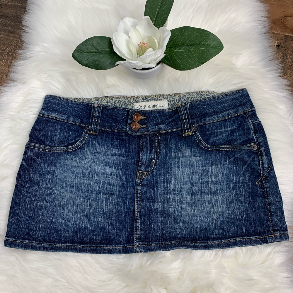 LA idol USA Blue Jean Mini Skirt NOJemsJunior SZ L
